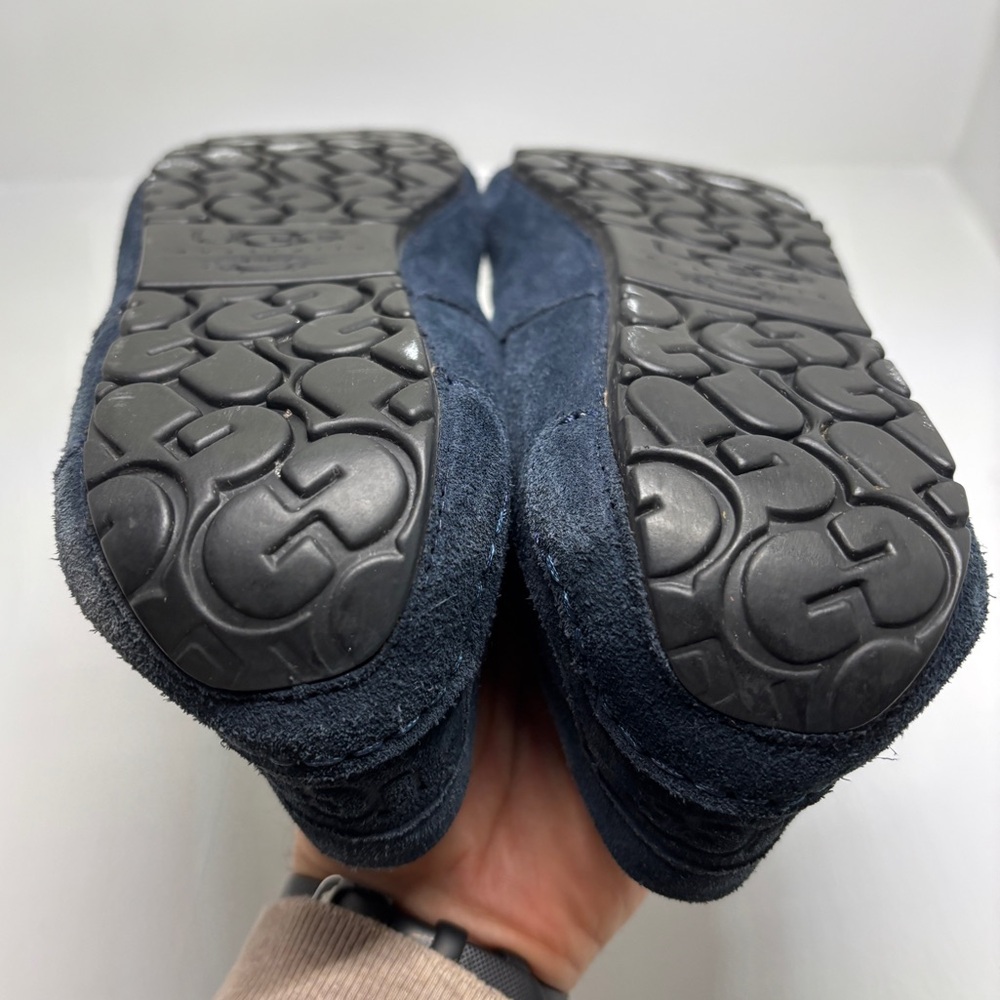 UGG Men’s Suede Loafer Slippers Navy Blue Shearling Lined Size 12 - Picture 9 of 15